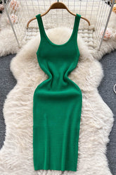Robe en tricot à taille élastique, douce et fine, pour femme